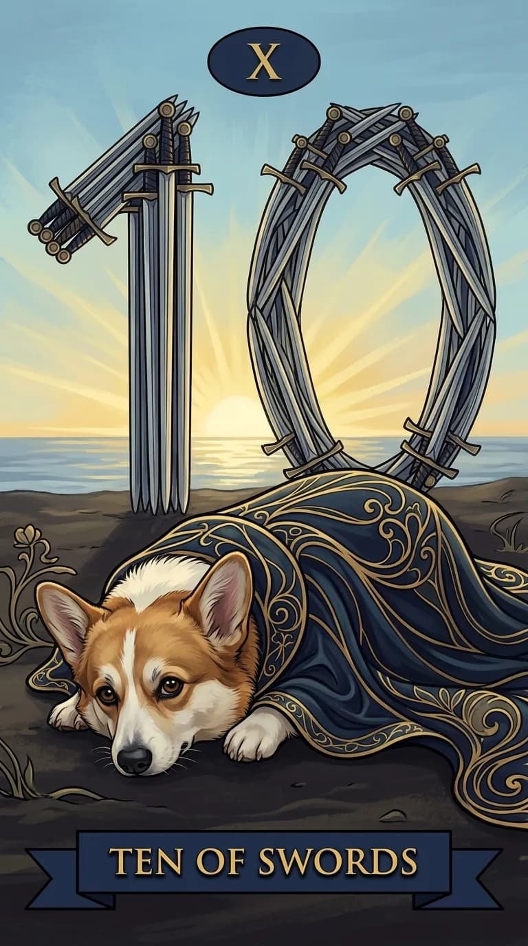 Ten of Swords tarot card from a personalized sample deck