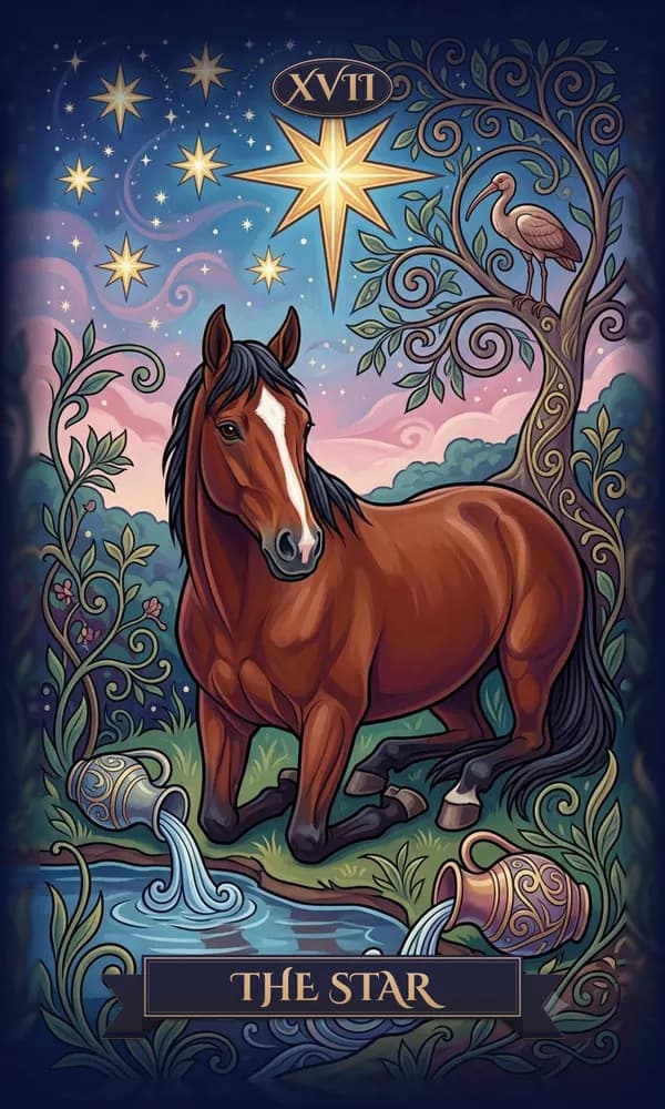 A pet as The Star on a personalized tarot card
