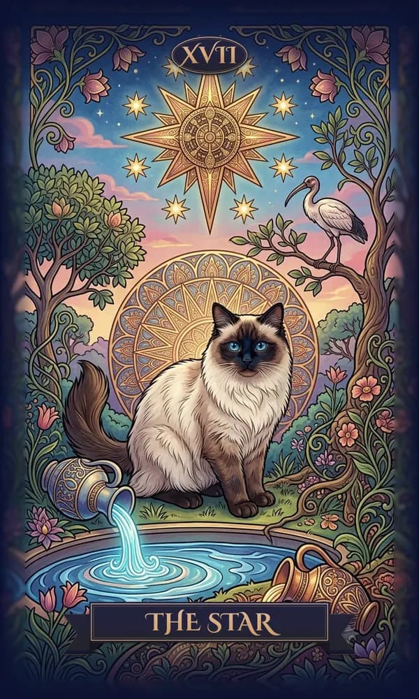 A pet as The Star on a personalized tarot card
