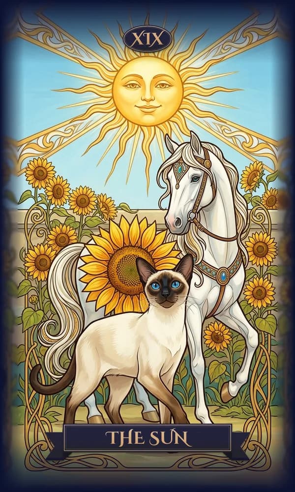 Siamese as The Sun on a personalized tarot card